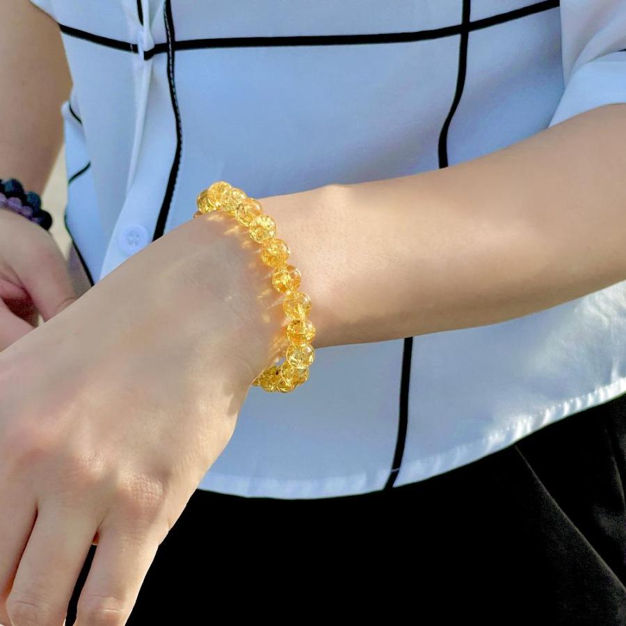 最強金運 シトリン クラック ブレスレット 10ミリ 天然石 レディース