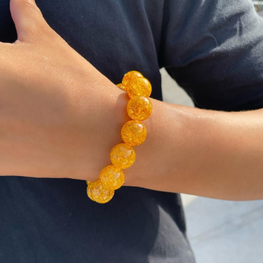 シトリン クラック ブレスレット 14mm 大粒が魅力的 最強金運 11月