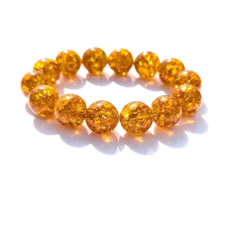 シトリン クラック ブレスレット 14mm 大粒が魅力的 最強金運 11月