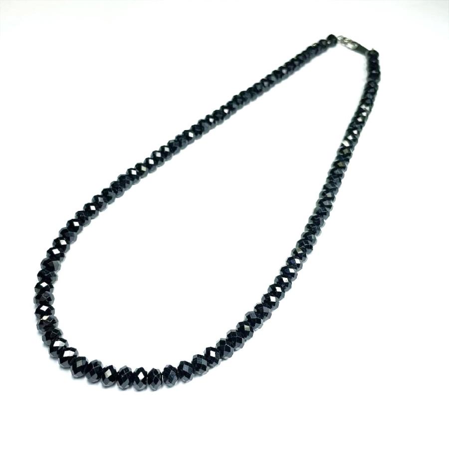 大粒でカッコいい!! ブラックスピネル ネックレス 6mm・4mm