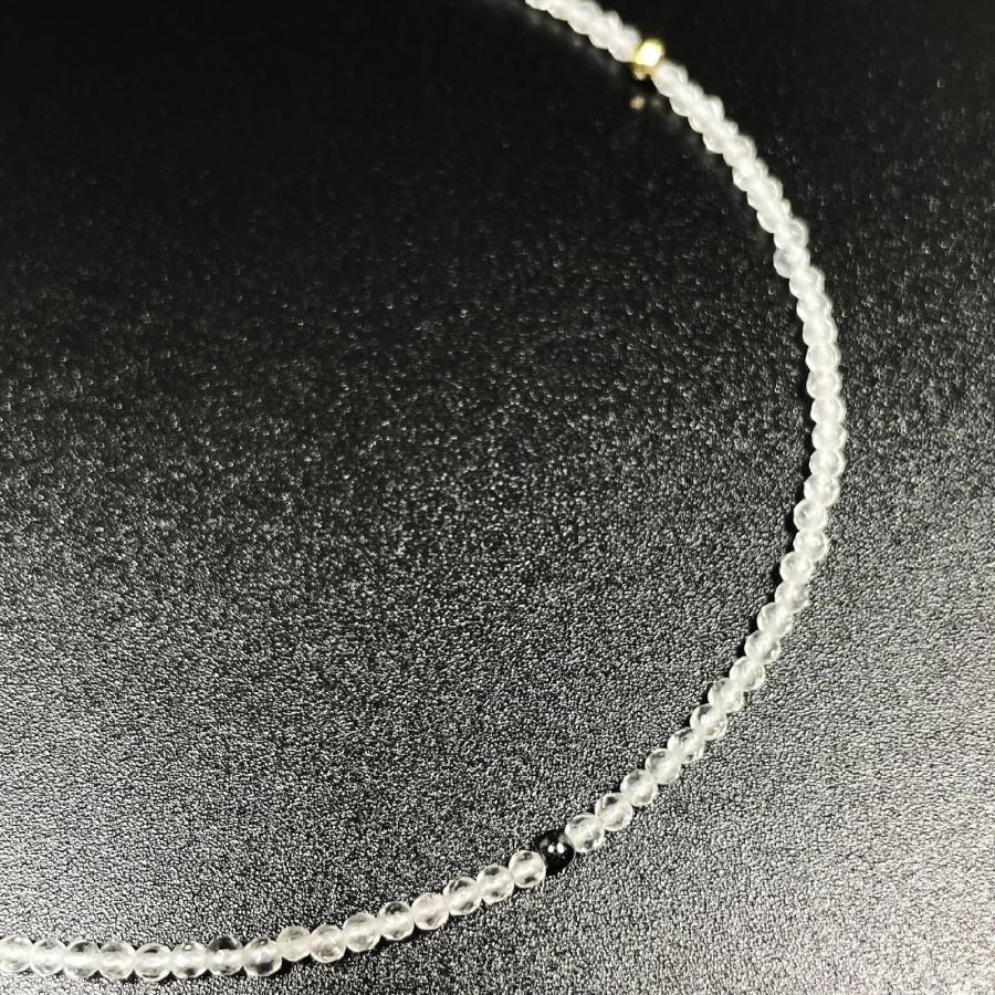 クリアに光り輝く K18 18金 ビーズ カットクリスタル ヘマタイト 磁気 ネックレス ＳＰＫｎ4の画像