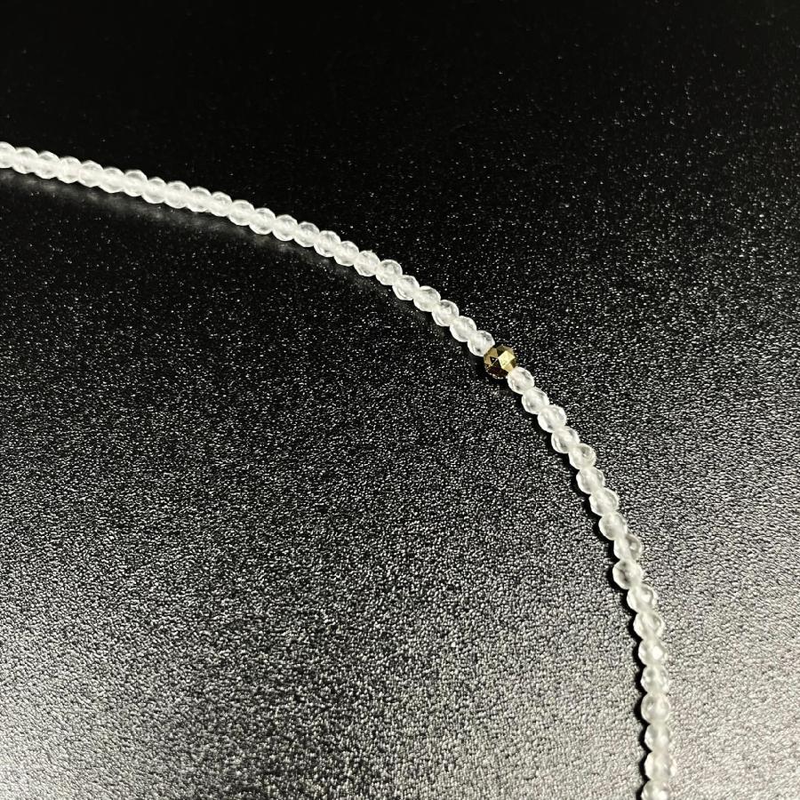 クリアに光り輝く K18 18金 ビーズ カットクリスタル ヘマタイト 磁気 