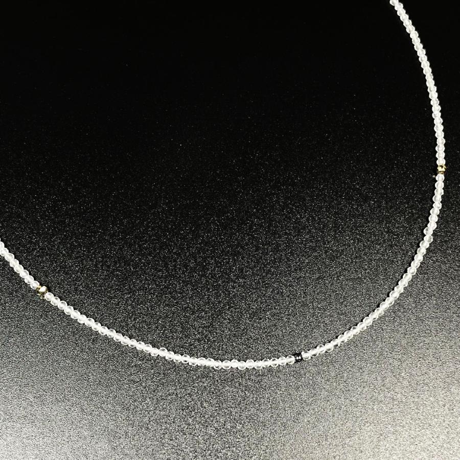 クリアに光り輝く K18 18金 ビーズ カットクリスタル ヘマタイト 磁気 ネックレス ＳＰＫｎ4の画像