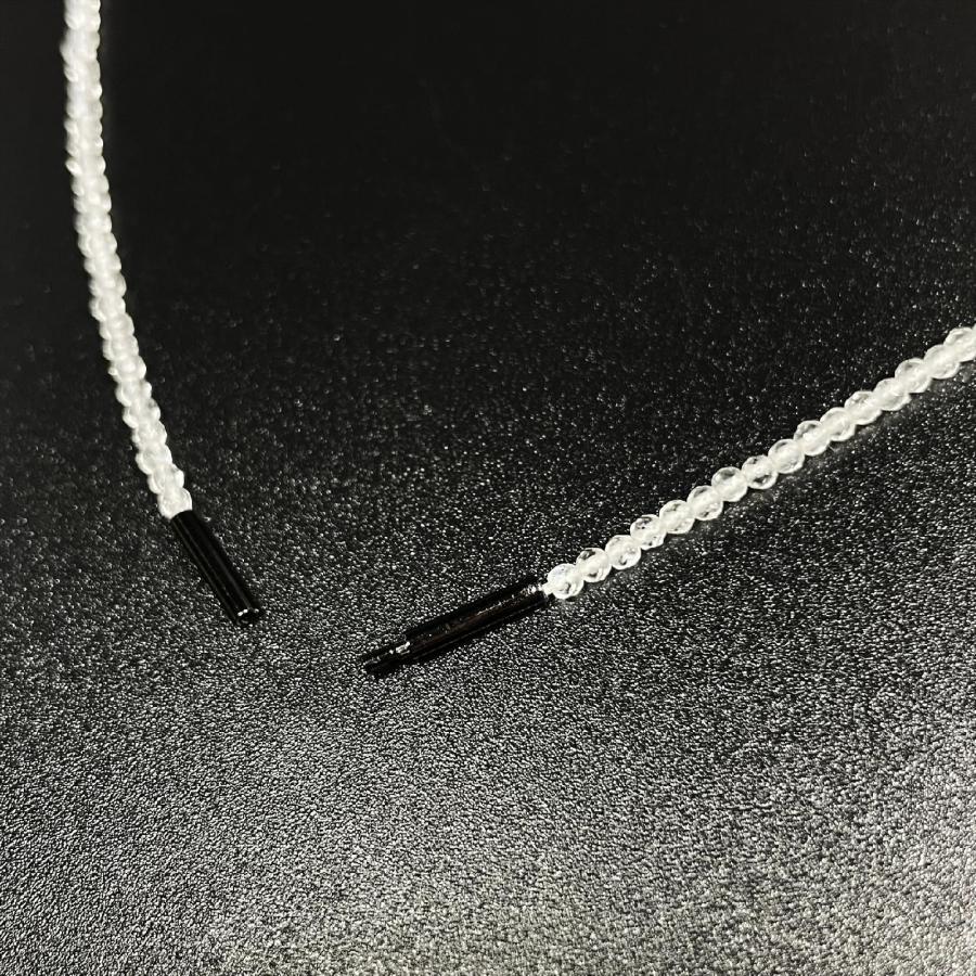 クリアに光り輝く K18 18金 ビーズ カットクリスタル ヘマタイト 磁気 ネックレス ＳＰＫｎ4の画像