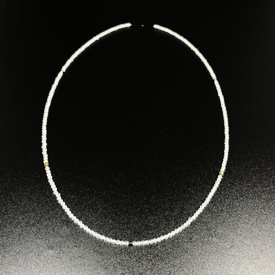 クリアに光り輝く K18 18金 ビーズ カットクリスタル ヘマタイト 磁気 ネックレス ＳＰＫｎ4の画像