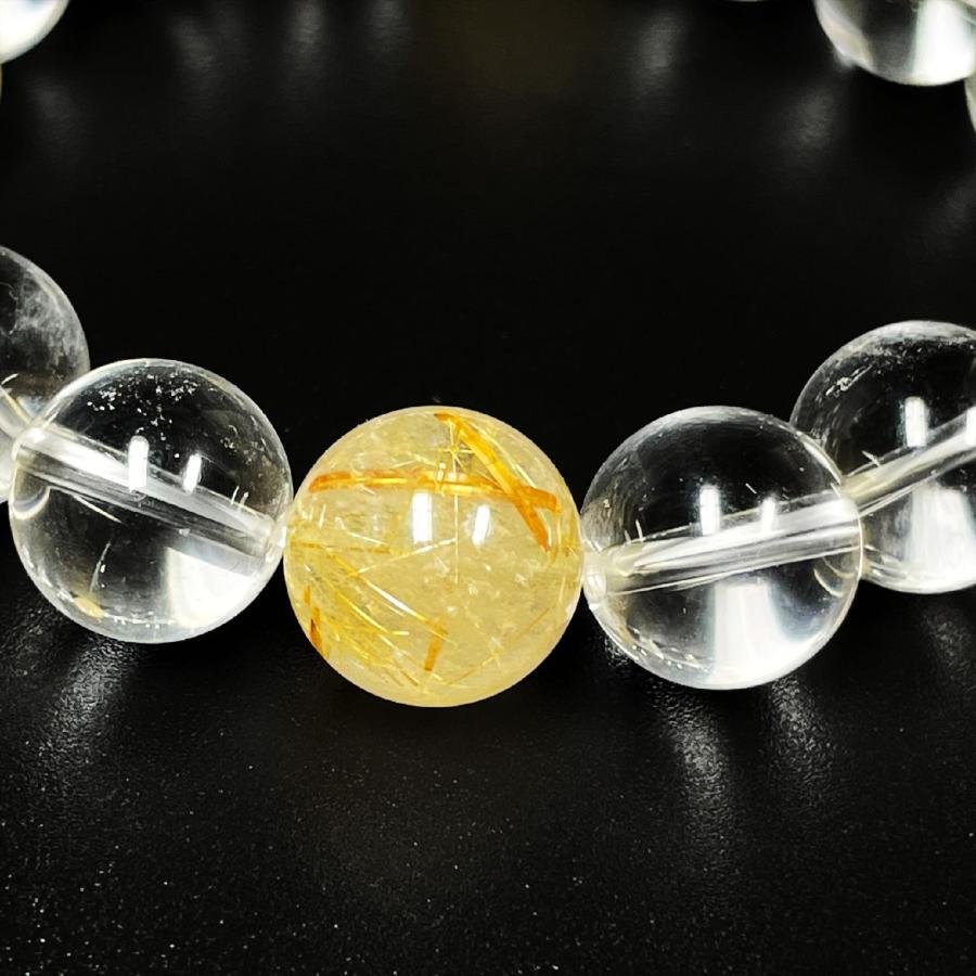 【金銭を呼び込む】金運最強‼️☆高品質☆プラチナルチル入り　本水晶　パワーストーン 金銭を呼び込む数珠金針水晶 ゴールドルチル 本水晶 クリスタル