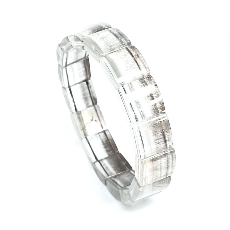 一点物 シルバールチル クォーツ バングル バイカラー 銀針水晶 