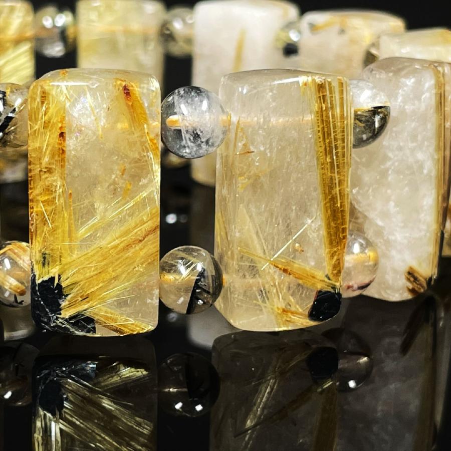 SAIL 天然石 おすすめ 24 mm×6mm 一点物 太陽放射タイチンルチル