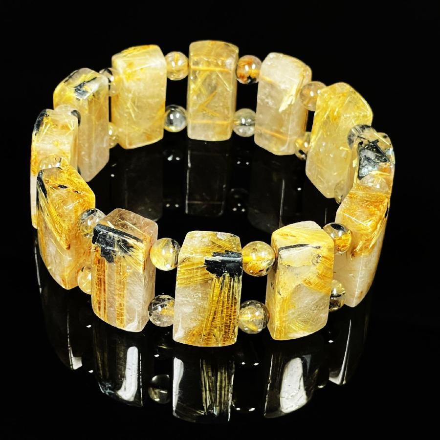 太陽放射タイチンルチルバングル✩☪パワーストーン　天然石 SAIL 天然石 おすすめ 24 mm×6mm 一点物 太陽放射タイチンルチル