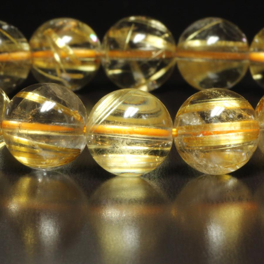 虹入り水晶 10ミリ 一点物 ゴールド タイチンルチル ブレスレット TKR27 最強金運  【大開運セット】  動画有の画像