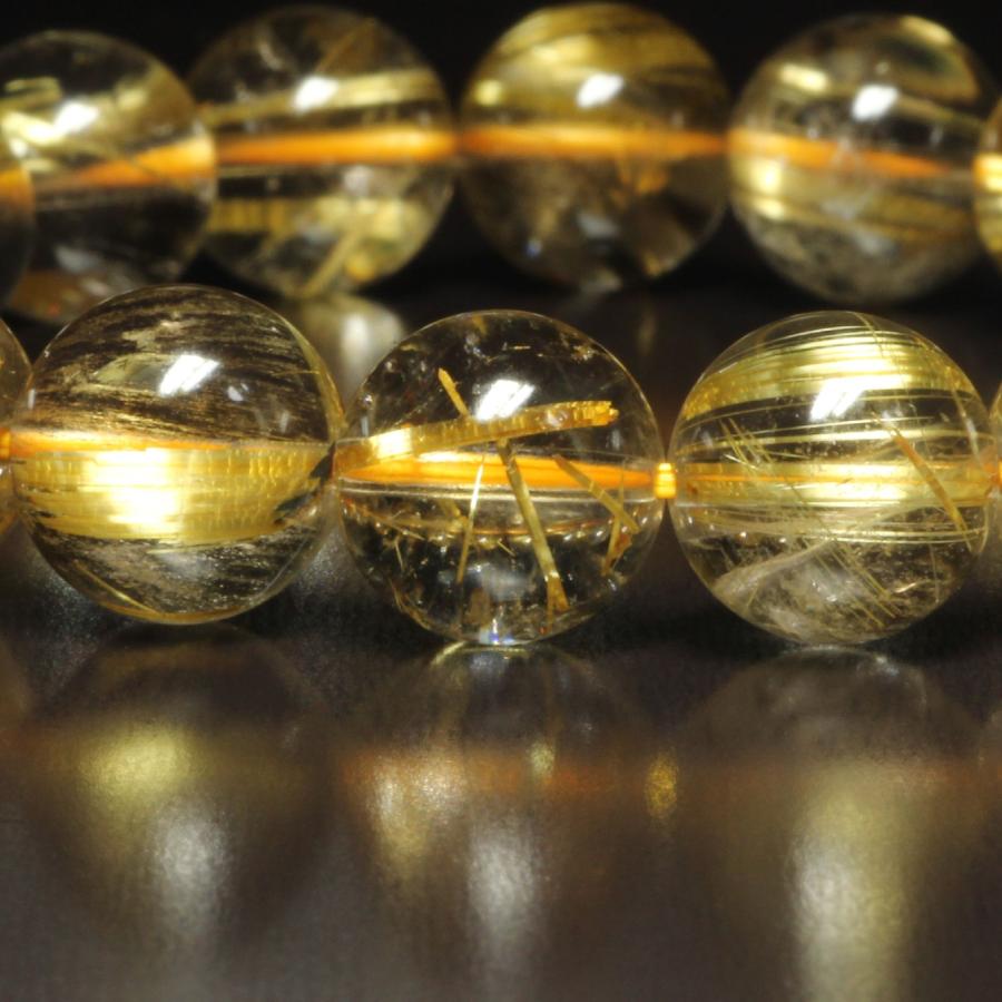 虹入り水晶 10ミリ 一点物 ゴールド タイチンルチル ブレスレット TKR27 最強金運  【大開運セット】  動画有の画像