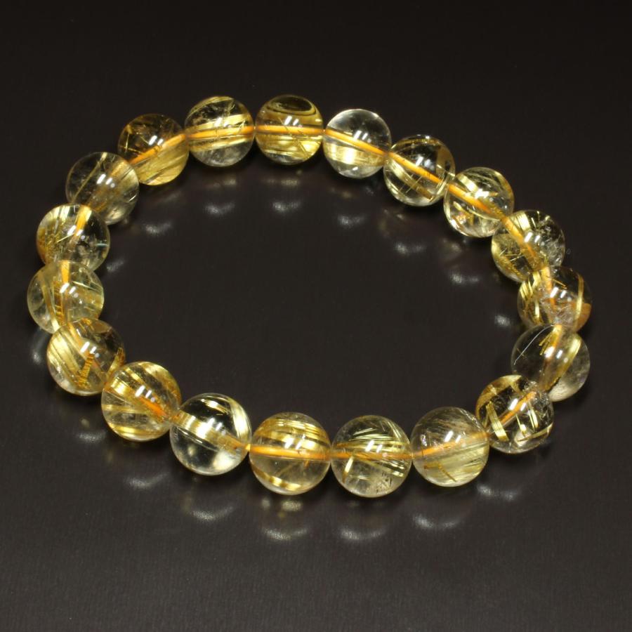 虹入り水晶 10ミリ 一点物 ゴールド タイチンルチル ブレスレット TKR27 最強金運  【大開運セット】  動画有の画像