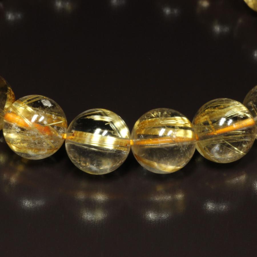 虹入り水晶 10ミリ 一点物 ゴールド タイチンルチル ブレスレット TKR27 最強金運  【大開運セット】  動画有の画像