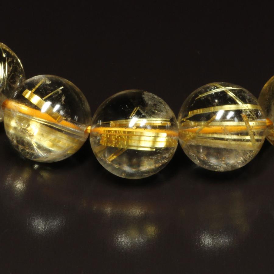 虹入り水晶 10ミリ 一点物 ゴールド タイチンルチル ブレスレット TKR27 最強金運  【大開運セット】  動画有の画像