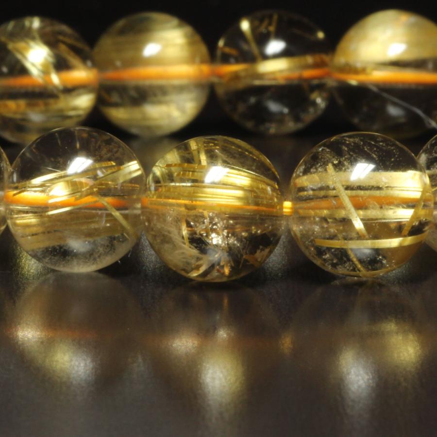 虹入り水晶 10ミリ 一点物 ゴールド タイチンルチル ブレスレット TKR27 最強金運  【大開運セット】  動画有の画像