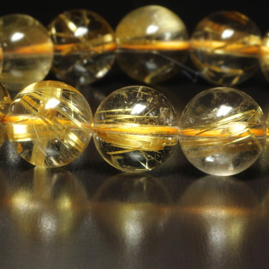 虹入り水晶 10ミリ 一点物 ゴールド タイチンルチル ブレスレット TKR27 最強金運  【大開運セット】  動画有の画像