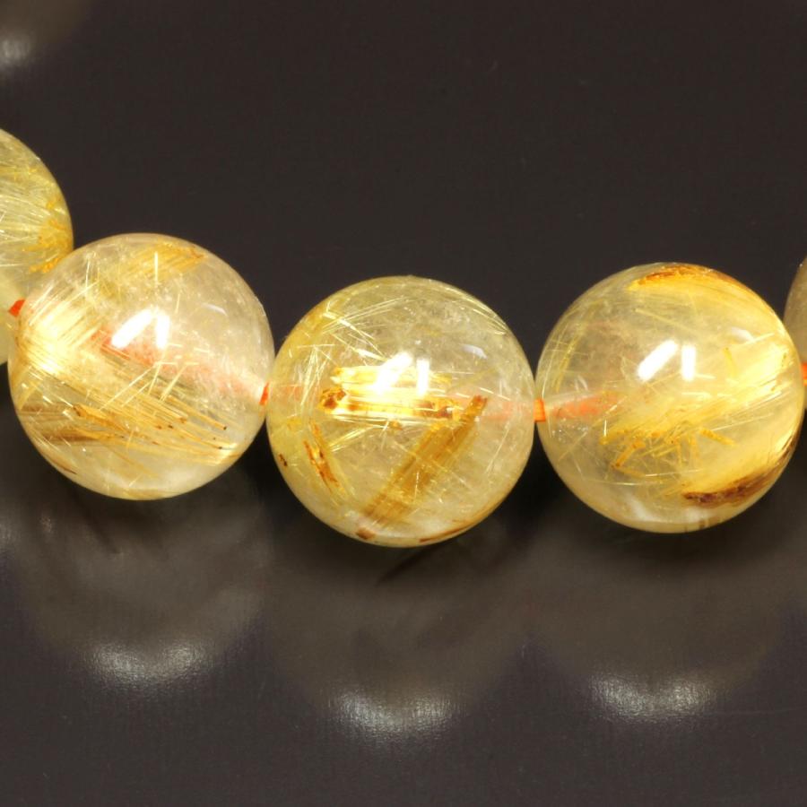 タイチンルチル ブレスレット 黄金の粒が多数 13ミリ 一点物 TKR51 【開運セット】 送別の  贈り物 ギフト プレゼントの画像