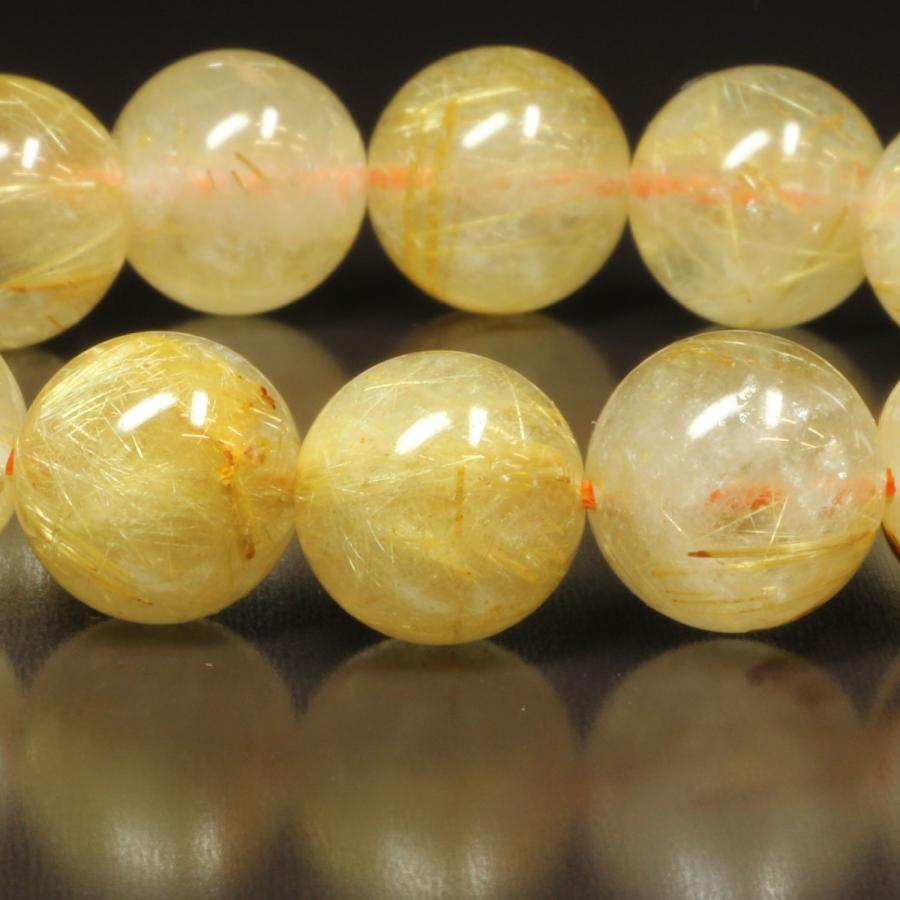 タイチンルチル ブレスレット 黄金の粒が多数 13ミリ 一点物 TKR51 【開運セット】 送別の  贈り物 ギフト プレゼントの画像