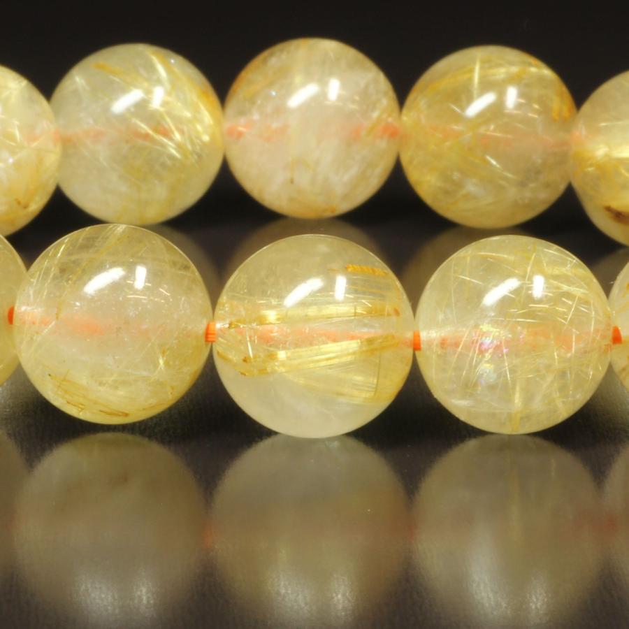 タイチンルチル ブレスレット 黄金の粒が多数 13ミリ 一点物 TKR51 【開運セット】 送別の  贈り物 ギフト プレゼントの画像