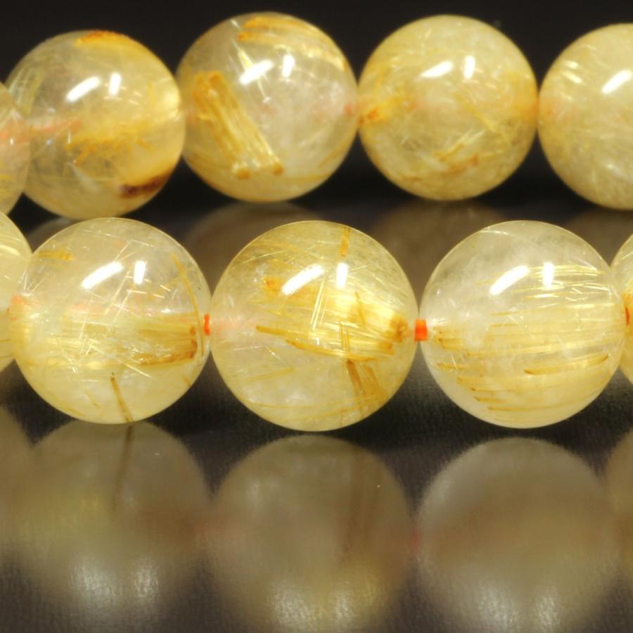 タイチンルチル ブレスレット 黄金の粒が多数 13ミリ 一点物 TKR51 【開運セット】 送別の  贈り物 ギフト プレゼントの画像