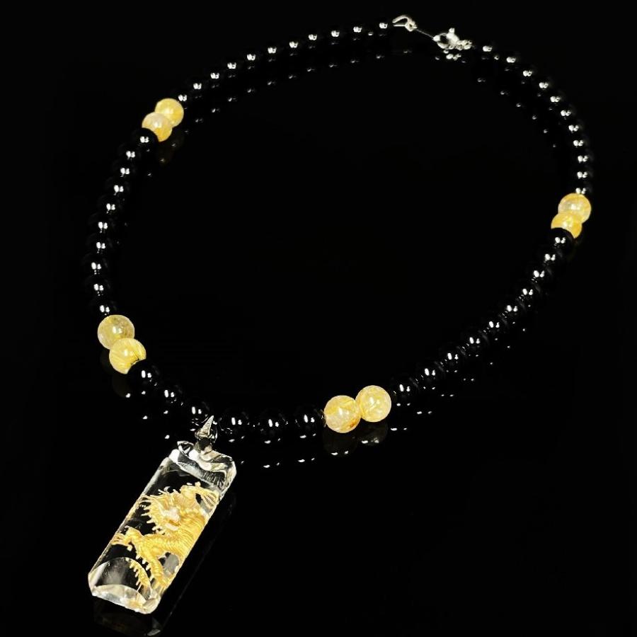 成功をもたらす最強天然石 浮彫皇帝龍本水晶プレート オニキス