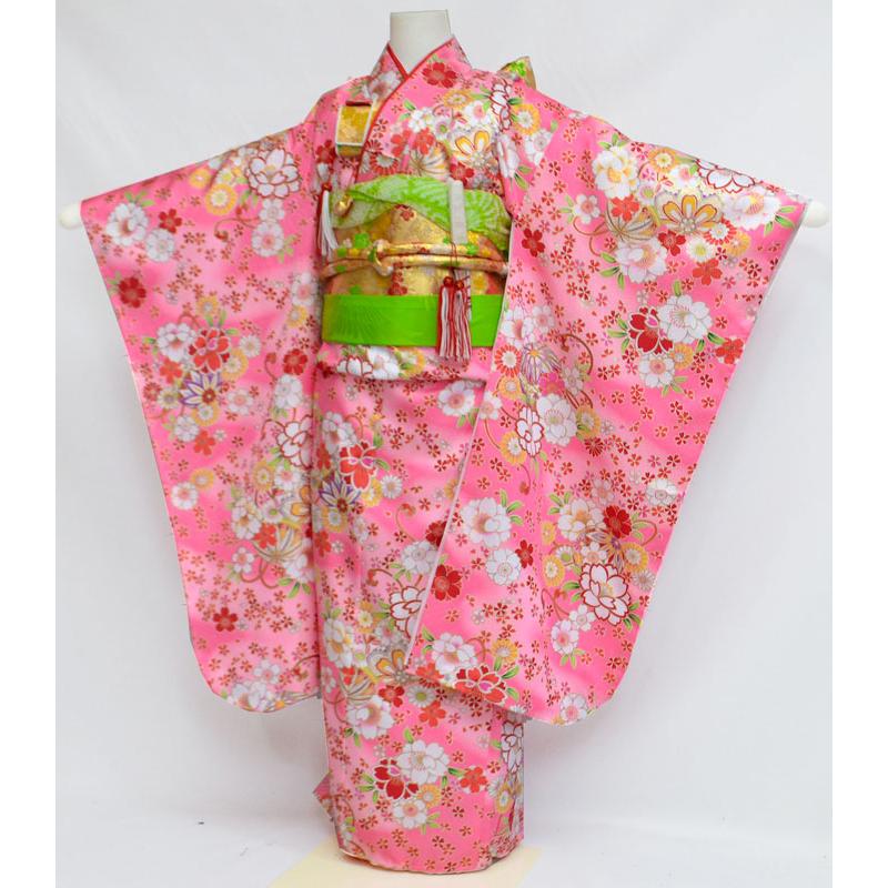 七五三 着物 7歳 女の子 着物フルセット マリに桜 ピンク 四つ身セット 着付けマニュアルDVD付き 販売 購入 :set7f-9g:京の心