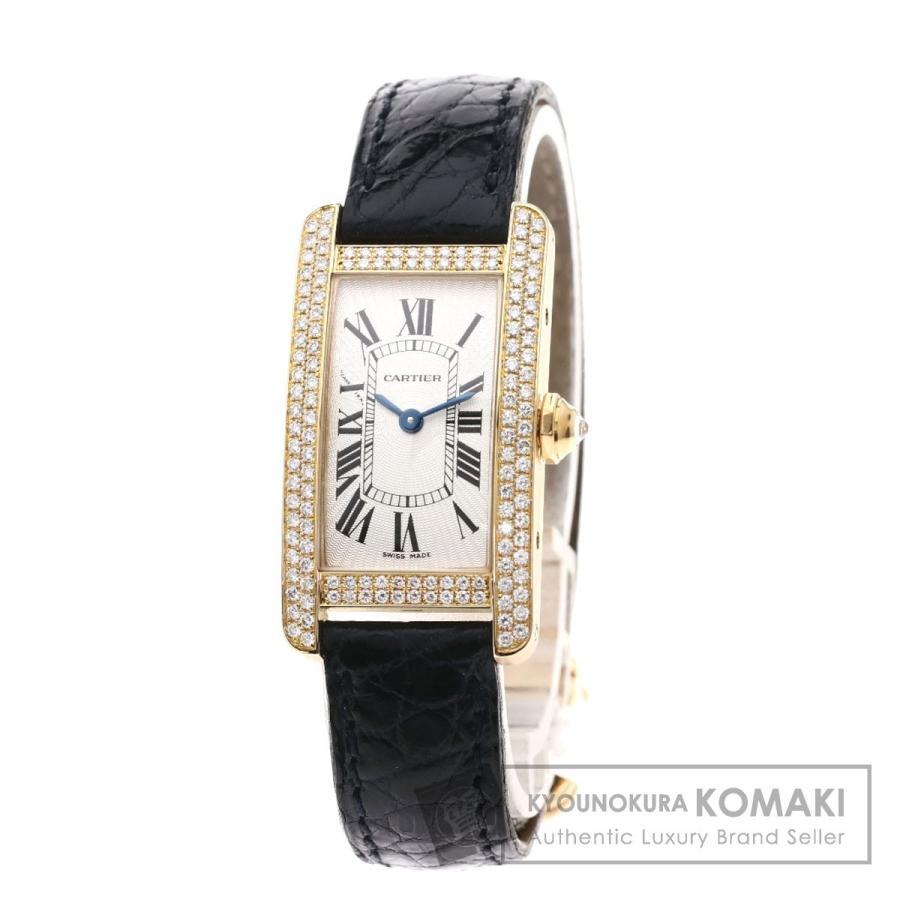 Cartier カルティエ Wb タンクアメリカン New Arrival Sm ダイヤモンド ピンクゴールド 革 腕時計 K18 レディース