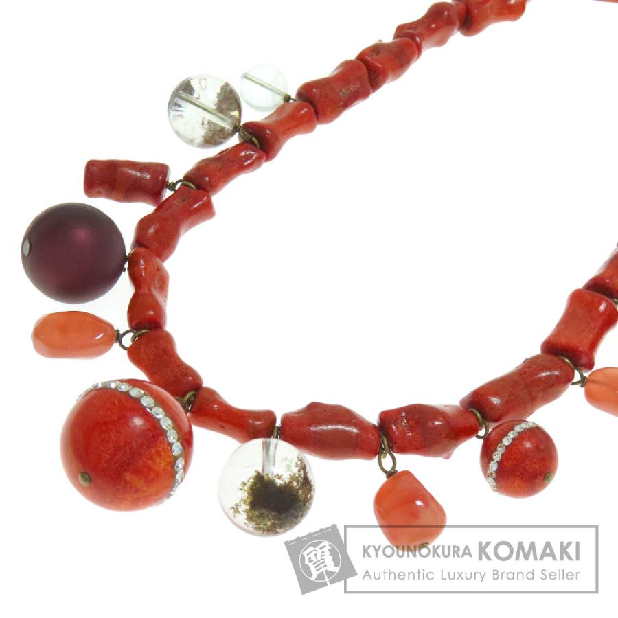 ジュエリー 珊瑚 サンゴ クオーツ ネックレス 金属製 中古 : ブランド