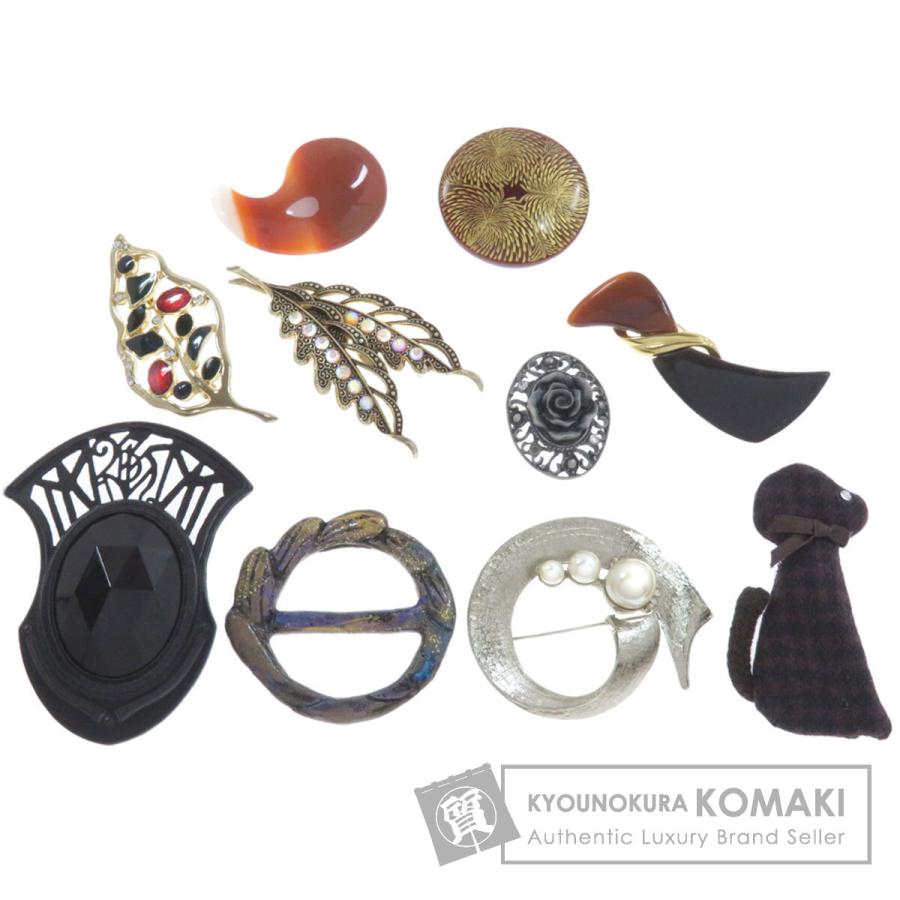 ジュエリー 10点セット ブローチ 金属製 プラスティック 中古 