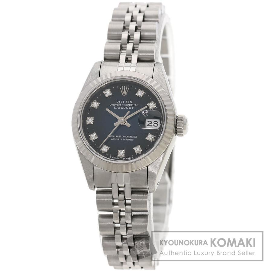 ROLEX ロレックス 69174G デイトジャスト 10P ダイヤモンド ブルーグラデーション 腕時計 SS SS K18WG レディース [中古] ROLEX（ロレックス） 69174G デイトジャスト 10P ダイヤモンド ブルー