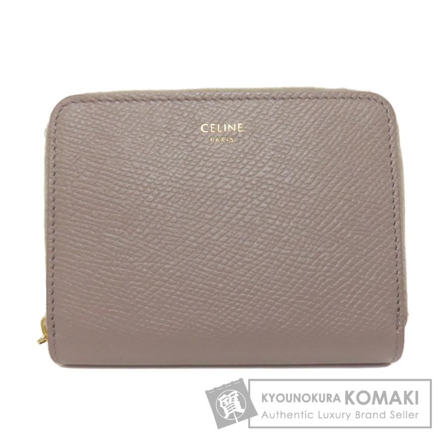 【美品】CELINE ケース 小銭入れ がま口財布 ロゴ型押し レザー CELINE（セリーヌ） ロゴ コインケース レザー レディース 中古