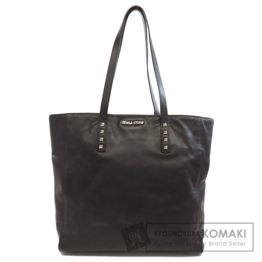 miu miu（ミュウミュウ） ロゴ スタッズ トートバッグ レザー