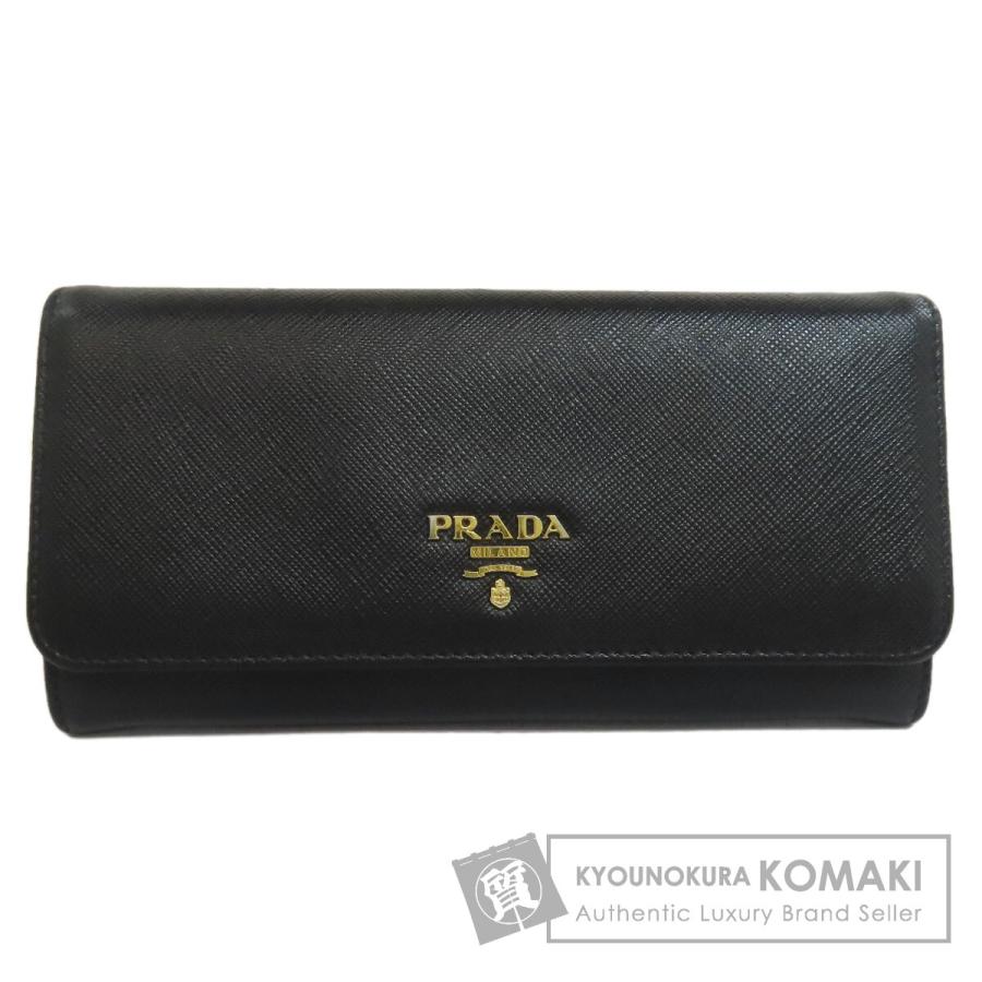 【送料込み】PRADA ロゴ長財布 ブラック レザー レディース PRADA（プラダ） ロゴ 長財布（小銭入れあり） サフィアーノ