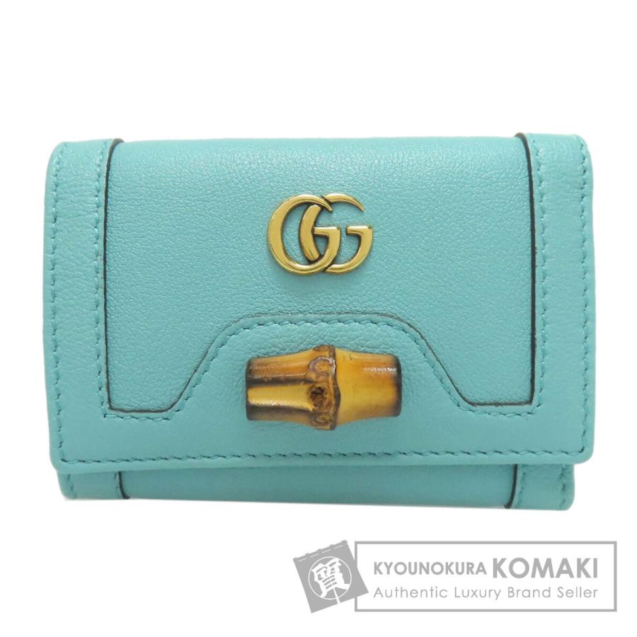 GUCCI グッチ 658633 ダイアナ バンブー コンパクトウォレット 二つ折り財布（小銭入れあり） カーフ レディース [中古] GUCCI（グッチ） 658633 ダイアナ バンブー コンパクトウォレット 二
