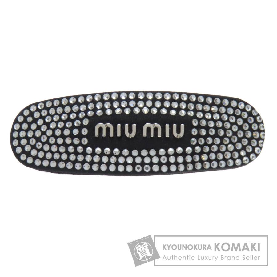 miu miu（ミュウミュウ） ラインストーン バレッタ キャンバス