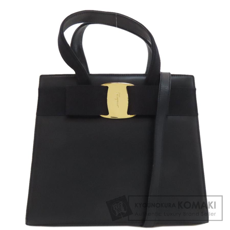 【美品】 Ferragamo ヴァラリボン ハンドバッグ 2Way パーティー Salvatore Ferragamo サルヴァトーレフェラガモ ヴァラリボン 2WAY