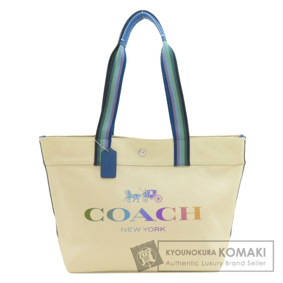 B094【美品】COACH★キャンバス 大容量トートバッグ 91170 COACH（コーチ） 91170 ロゴ トートバッグ キャンバス レディース 中古