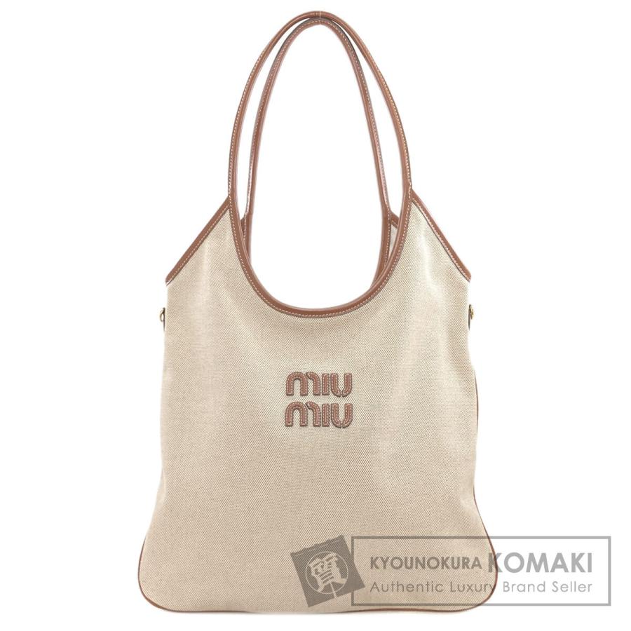 miu miu ミュウミュウ キャンバストートバッグ　新品未使用品 miu miu（ミュウミュウ） ロゴ トートバッグ キャンバス レディース