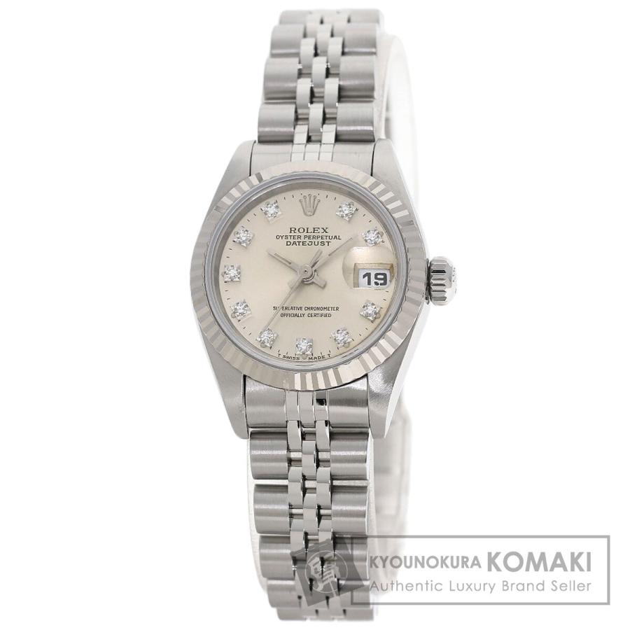 ROLEX ロレックス 69174G デイトジャスト 10P ダイヤモンド 腕時計 SS SS K18WG レディース [中古] ROLEX（ロレックス） 69174G デイトジャスト 10P ダイヤモンド 腕時計