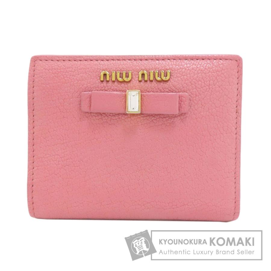 miu miu（ミュウミュウ） リボン 二つ折り財布（小銭入れあり） レザー