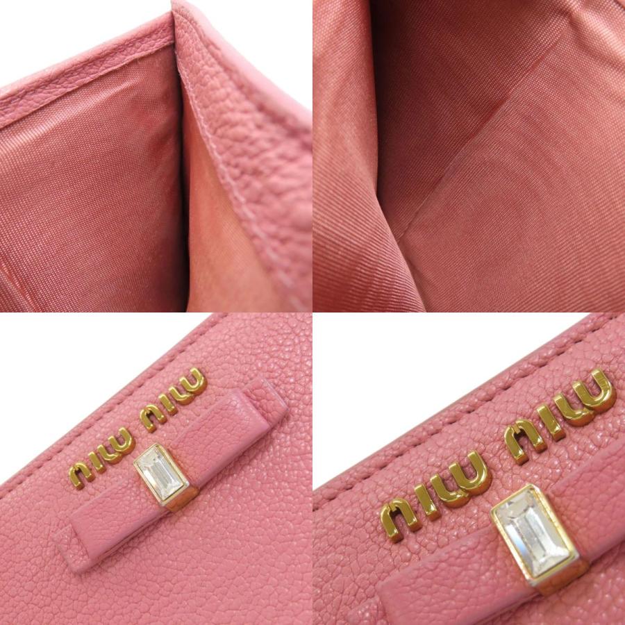 み*く様 【新品・未使用】MIU MIU ミュウミュウ リザード型押し リボンデ miu miu（ミュウミュウ） リボン 二つ折り財布（小銭入れあり） レザー