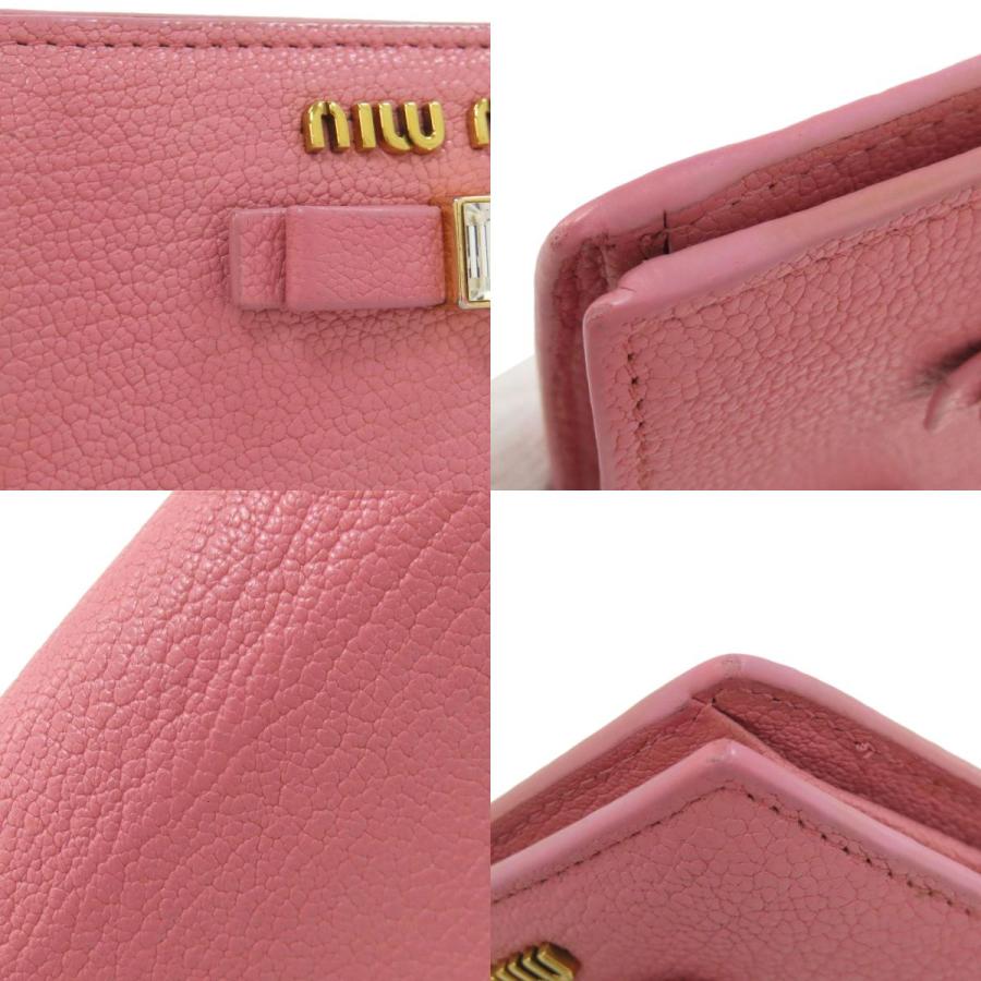 miu miu（ミュウミュウ） リボン 二つ折り財布（小銭入れあり） レザー