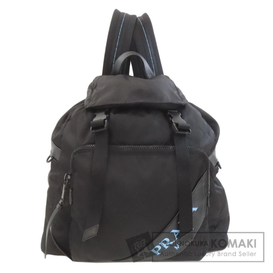PRADA リュック バックパック デイパック ナイロン レザー ブラック ロゴ PRADA（プラダ） ロゴ リュック・デイパック ナイロン素材 レディース
