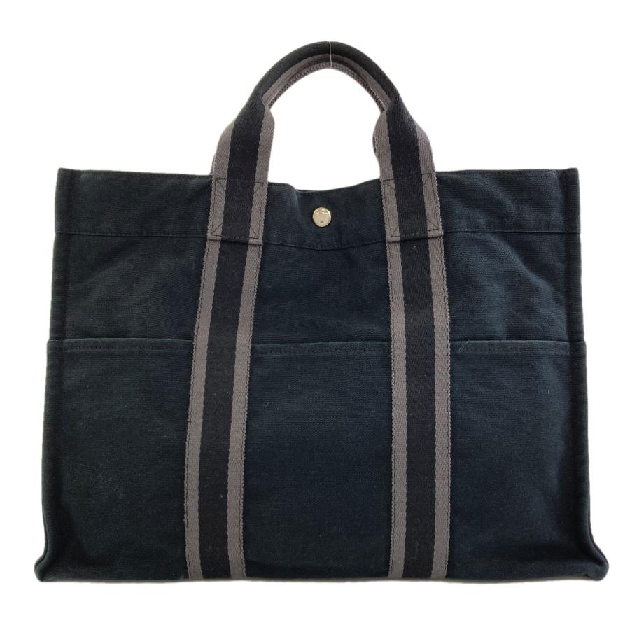 HERMES エルメス ドーヴィルPM ハンドバッグ ブラック キャンバス HERMES エルメス ハンドバッグ キャンバス ドーヴィルPM ブラック