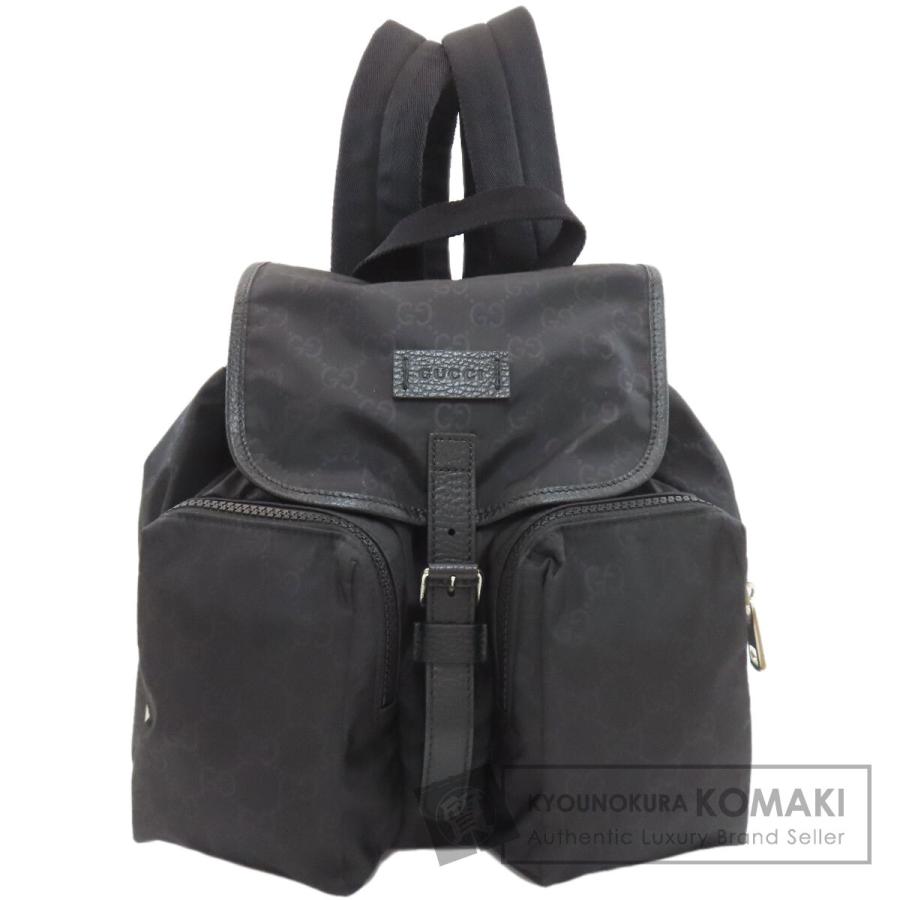 【美品】GUCCI ナイロンリュック　GG柄　黒ユニセックス GUCCI（グッチ） 510343 アウトレット GG柄 リュック・デイパック