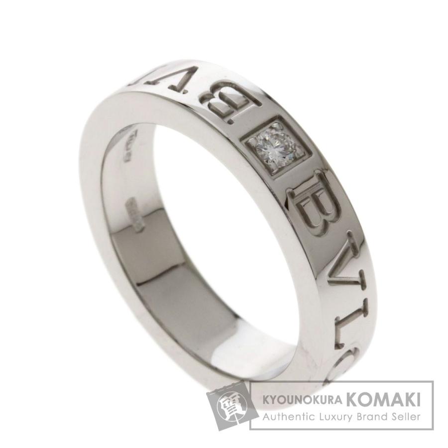 BVLGARI ブルガリ ダブルロゴリング 1Pダイヤモンド リング 指輪 K18 ホワイトゴールド レディース 中古 :10401167