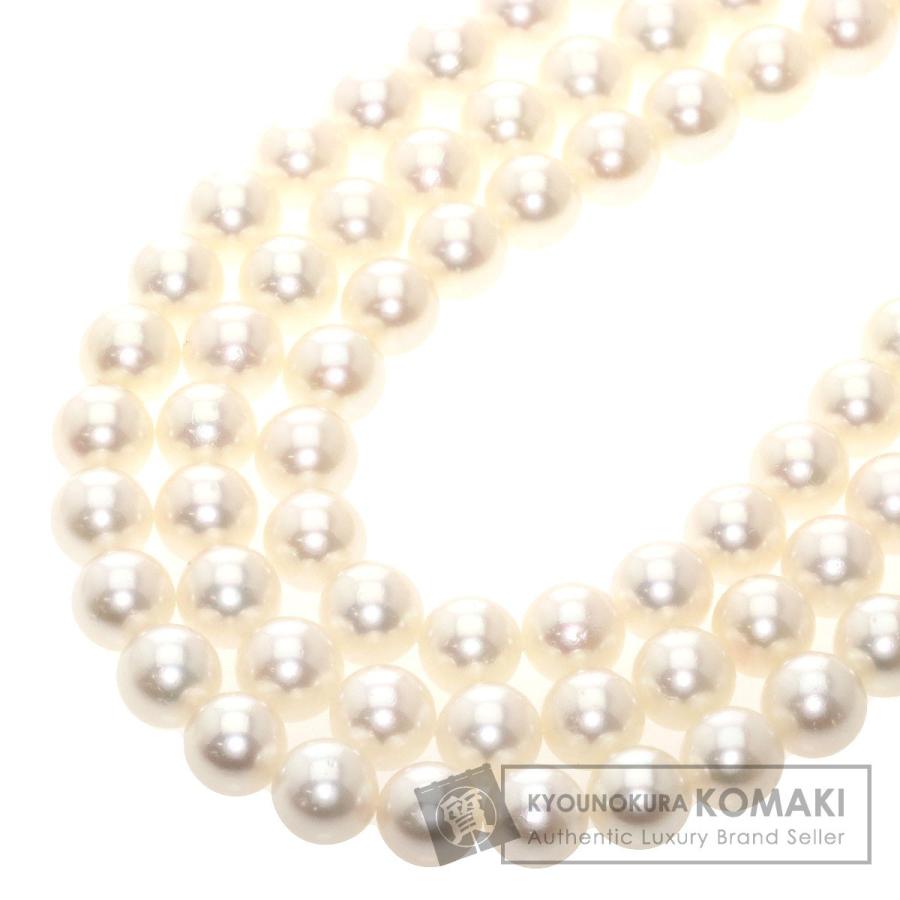 MIKIMOTO ミキモト アコヤパール 3連 真珠 ダイヤモンド サファイア