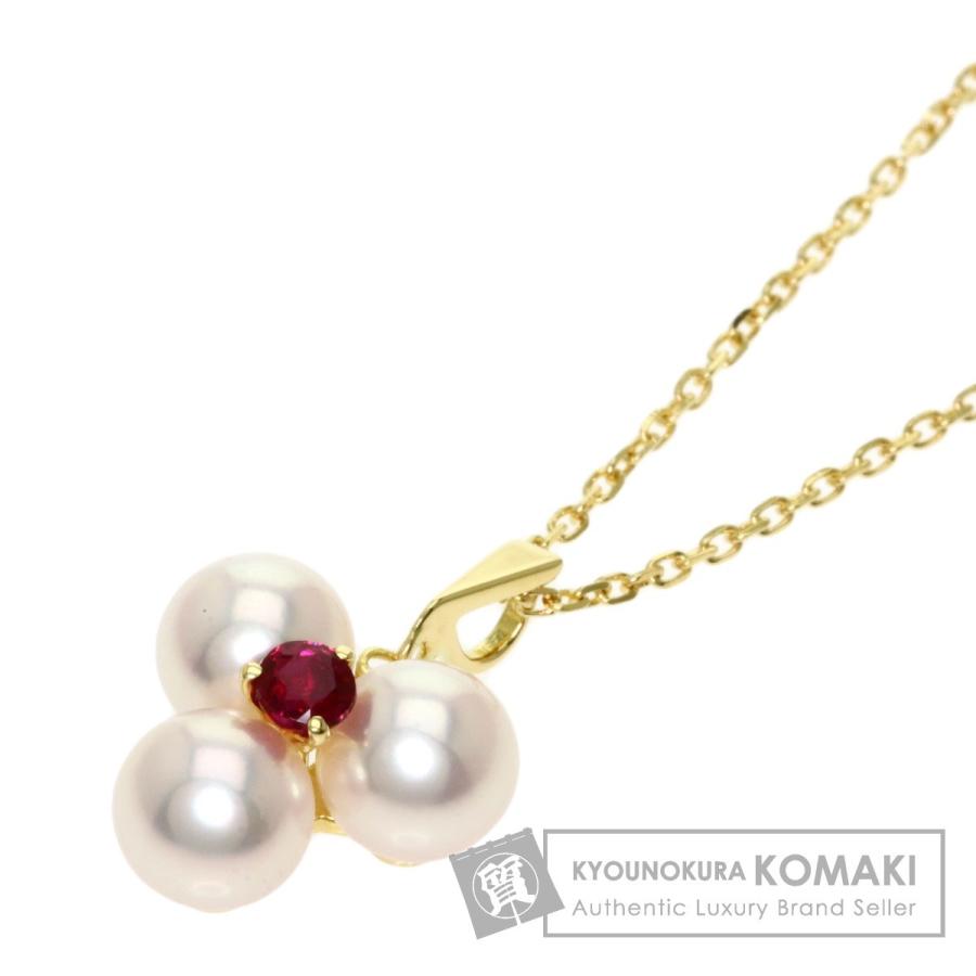MIKIMOTO ミキモト アコヤパール 真珠 ルビー ネックレス K18イエロー 