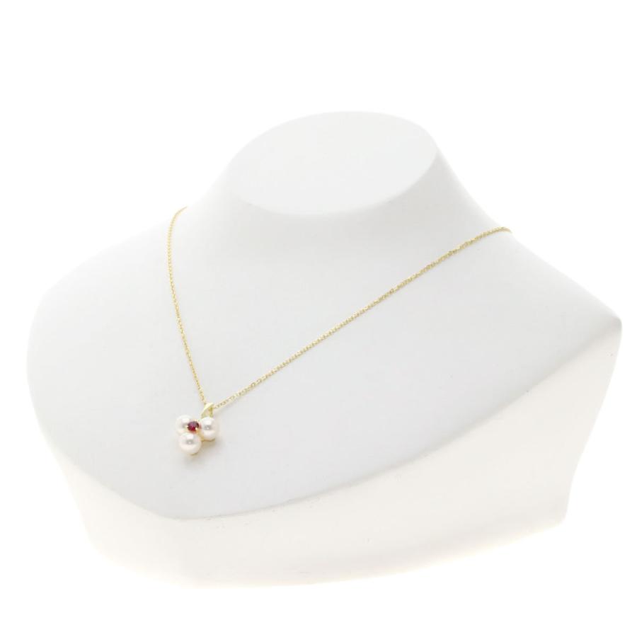 MIKIMOTO ミキモト アコヤパール 真珠 ルビー ネックレス K18イエロー 