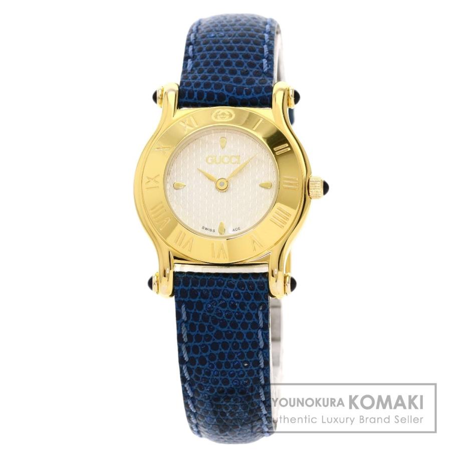 GUCCI グッチ 6500L ラウンドフェイス 腕時計 GP 革 レディース GUCCI グッチ 6500L ラウンドフェイス 腕時計 GP 革 レディース